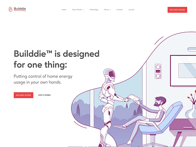 Builddie Homepage Animation animated illustration animation energy homepage illustration for web interaction landing page motion design motion graphics smart home tech technology transition ui ux webdesign website