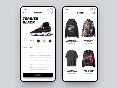 Represent App Concept app clothing app clothing brand concept design ecommerce iphone 11 iphone x iphone xs xr mobile product design represent ui ux