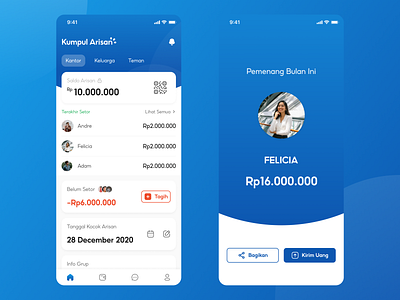 Arisan App homepage ios money product design ui wallet