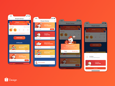 Shopee Games - Stamps app colour ecommerce games illustration ios product design shopee shopping stamp ui ux
