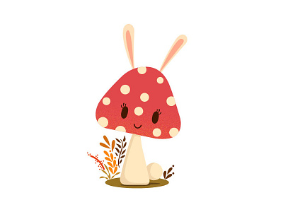 Rabbit + Mushroom character design illustration