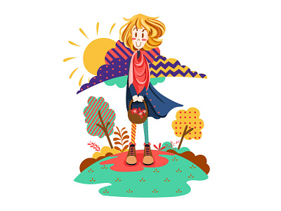 Ready to go.................... character design girl graphic happy illustration illustrator people