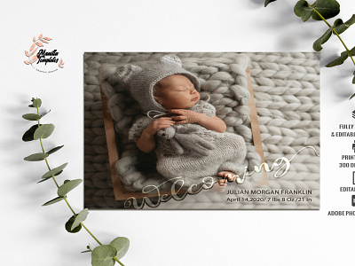 Baby Announcement Card baby boy announcement card baby card birth announcement design new baby new baby card photoshop templates printable invitation