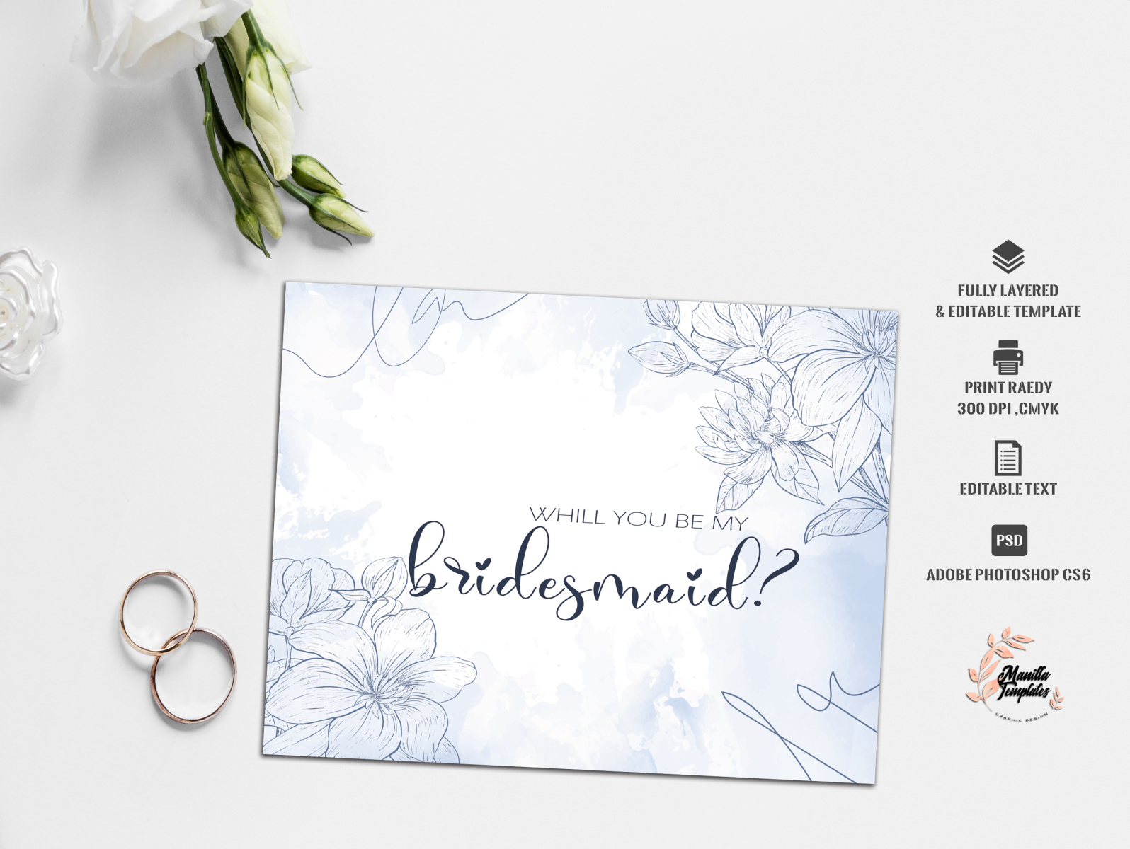 Bridesmaid Proposal Card template by Manilla Designs on Dribbble