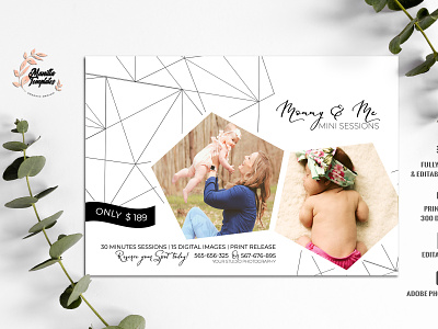 Mommy & Me mini session photography Crad Template baby card design mini session mom and baby session mommy mommy and me mommy photo shoot new baby photographer photography photography flyer template photography mini session photography pricing template photoshop templates