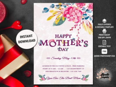 Mother's Day Flyer flyer template flyer template psd fête des mères happy mothers day photoshop templates printable invitation