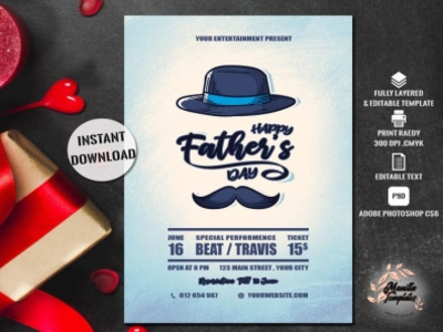 Father's Day Flyer Template fathers fathers day poster fathersday fête des pères greeting card