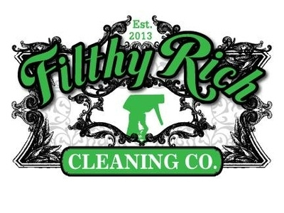 Filthy Rich logo brand branding cleaners cleaning currency dollars graphic design graphic art illustration logo money ornate typography vector