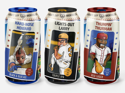 Draft Day Brewing baseball baseball card beer beer can brand identity branding branding concept can craft beer craft brewery graphic design illustration independent beer independent brewery