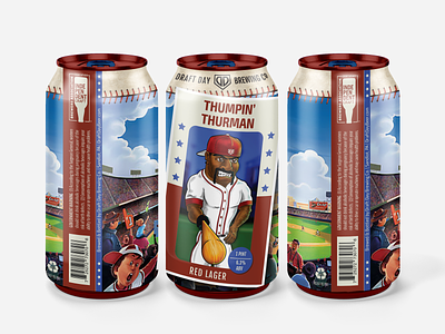 Thumpin' Thurman baseball beer beer and baseball beer bottle beer brand beer branding beer can beer graphic beer label branding can design craft beer craft brewery graphic design illustration independent beer independent brewery pint can