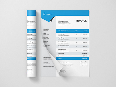 Creative And Modern Business Invoice. Invoice Template automatic bill business calculate company corporate creative customizable design elegant file invoice invoice template invoices modern print minimal professional service simple template