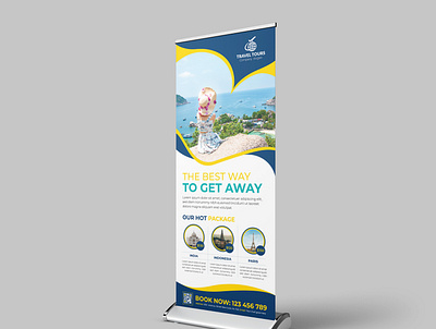 Travel Agency Roll up banner design Template abstract banner banners brochure business cove design education flyer food infographics layout magazine marketing menu poste r card restaurant technology template