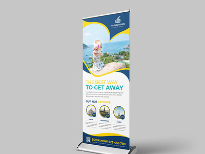 Travel Agency Roll up banner design Template
