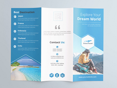 Corporate and Travel Agency Ti-fold Brochure Design template