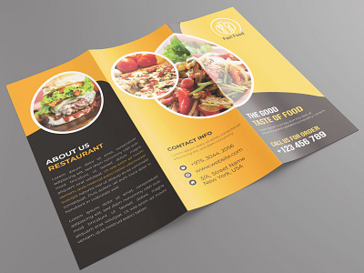 Modern food tri-fold brochure and menu design template