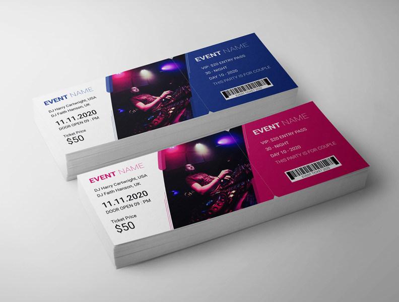 Dj Party Event Ticket Template. Elegant Dj Ticket Template by Vector ...