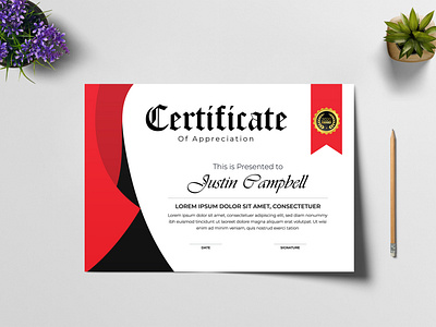 Certificate of appreciation award template in abstract style