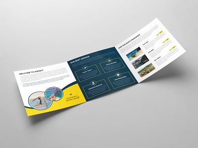 Travel Agency Square Tri-fold Brochure Design template