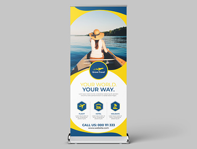 Travel and tourism Agency Roll-Up Banner Template abstract banner brochure business cover design display flyer graphic illustration layout marketing modern poster promotion roll stand template travel vector