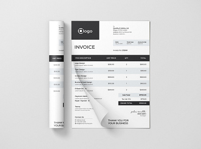 Creative And Modern Business Invoice Template account accounting bill blank business clean customize document file finance form graphic illustration invoice paper payment print service table tax