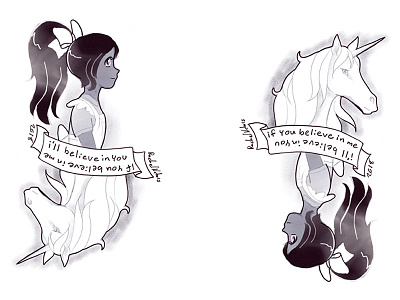 Alice and Unicorn Tattoo design