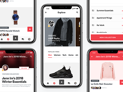 Kollectr Grid collections community ecommerce fashion ios iphonex mobile app mobile ui shoes