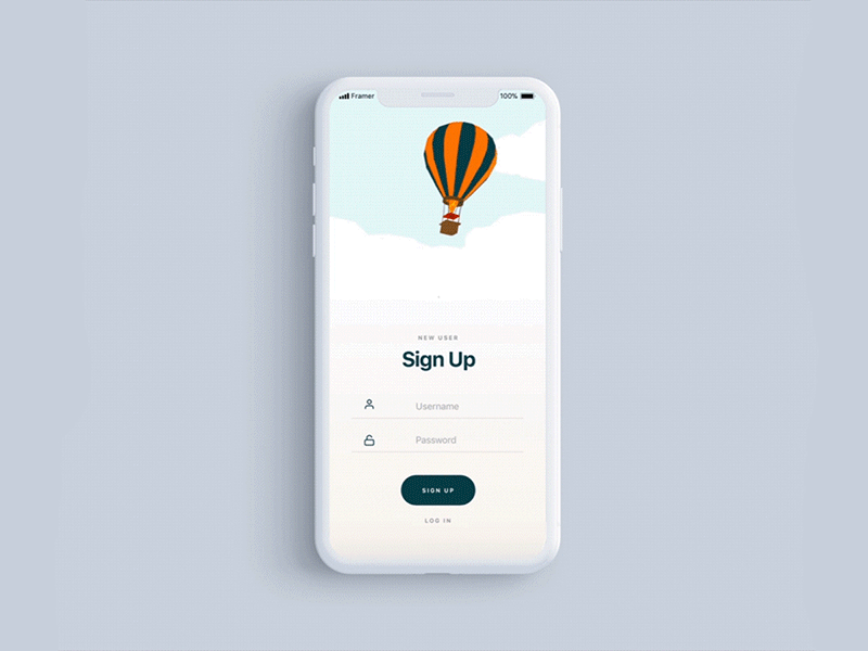 DailyUI #001 Sign Up Screen animation app sign up dailyui dailyui001 framerx mobile sign up sign up screen