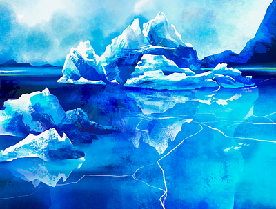 An iceberg antarctica arctic environment global warming ice iceberg illustration magazine cover mountain nature snow
