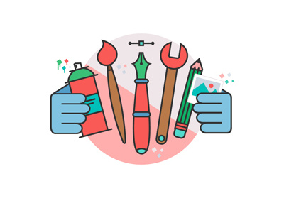 CREATE ai create first shot icon illustration paintbrush pen pencil spray can vector wrench