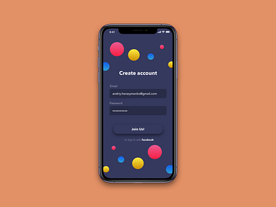 Create Account app color design interface ios mobile ui