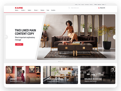 KARE - Redesign (homepage) bold clean flat furniture grid homepage icon photo red redesign typography ui white