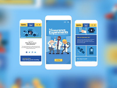 The Insurance Experiments - Mobile & Web Design animation behance car design graphic illustration insurance mobile science ui ux web