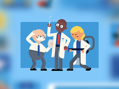 The Insurance Experiments: Our Scientists! animation behance design illustration insurance lab coats science ui ux web