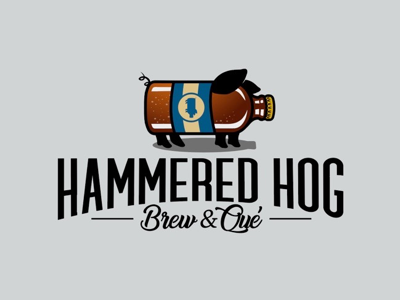 Hammered Hog Logo bbq beer brewery hog pig project school