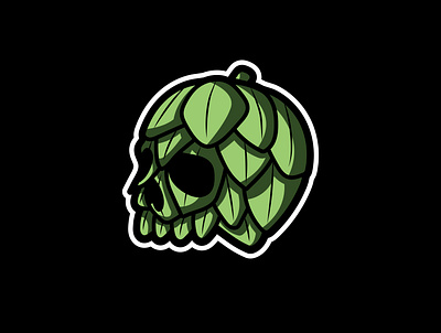 Hop Skull alcohol beer bold branding dark design green head illustration logo skull