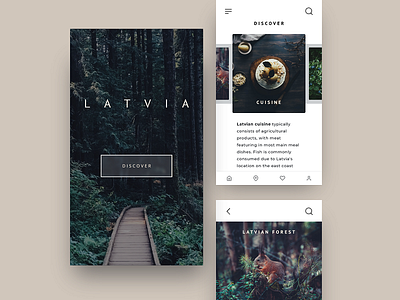 Design concept for a mobile app app concept latvia mobile nature travel ui ux