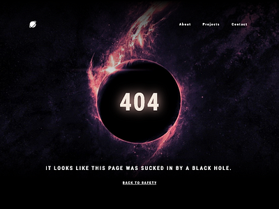 Daily UI #008 404 page 404 a black hole adobe xd daily ui 008 dailyui008