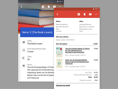 Daily UI #017 Email Receipt app book store daily ui day 017 email receipt gmail material design mobile