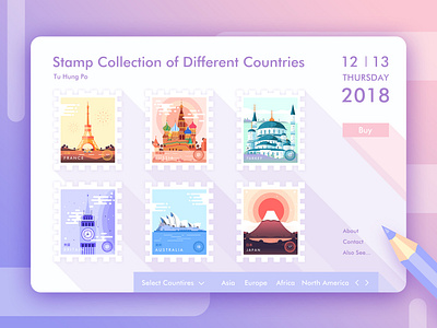 Stamp Collection design flat icon illustration logo ui