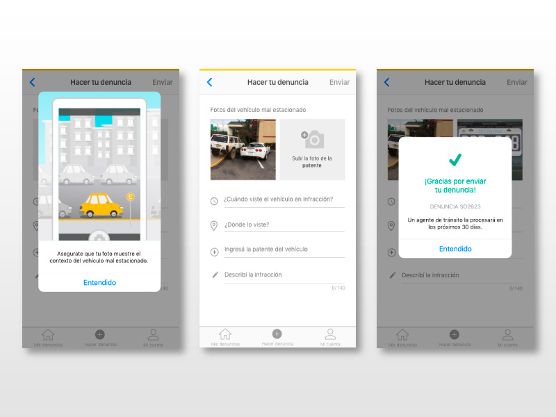 "Carga de fotos" - Denuncia vial design camera popup form screen flow ui ux ios app ilustraciones flujo