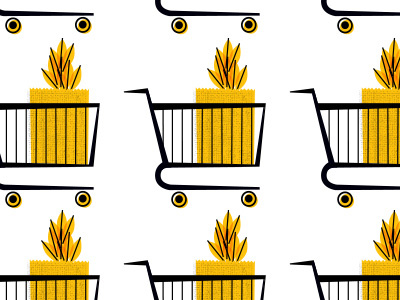 Bags Of Leafy Veggies In Shopping Carts cart food groceries pattern shopping cart