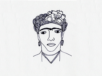 Frida Kahlo artist black and white famous people frida frida kahlo illustration line art portrait sharpie sketch