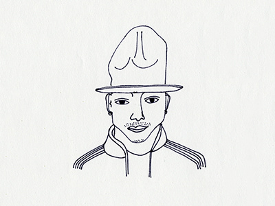 Pharrell Williams artist black and white illustration line art pharrell pharrell williams portrait sharpie sketch