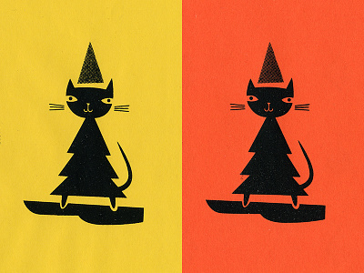 Party Cats animals black cat cat cats christmas christmas tree hat meow party screen printing triangle