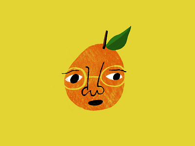 Orange citrus face food fruit glasses head leaf orange portrait shapes texture