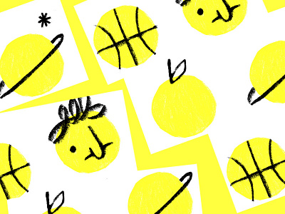 Circles basketball circles collage dots face fruit geometric pattern planet yellow