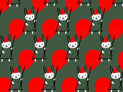 Party Bun animal balloon bunny celebration dress festive hat party pattern rabbit red teardrop triangle