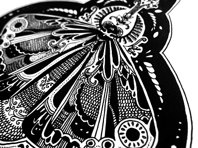moth animals black butterfly drawing fineliner floral flowers illustration insect moth totem