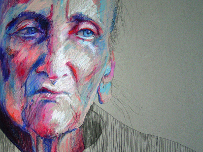 Bronisława art beauty cardboard drawing eyes face old pastels pencil pencils portrait woman