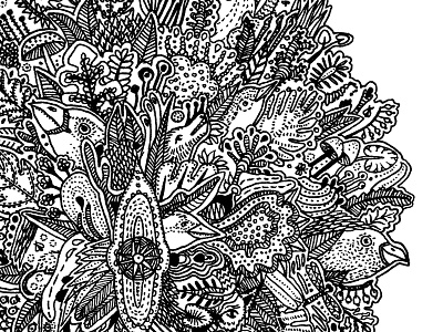 welcome in the forest animals art bird birds drawing fineliner floral plants